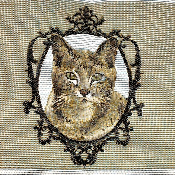 Art de Lys Other - Vintage Art de Lys French Woven Cat Tapestry Pillow Panel Textile 15x20 Beige